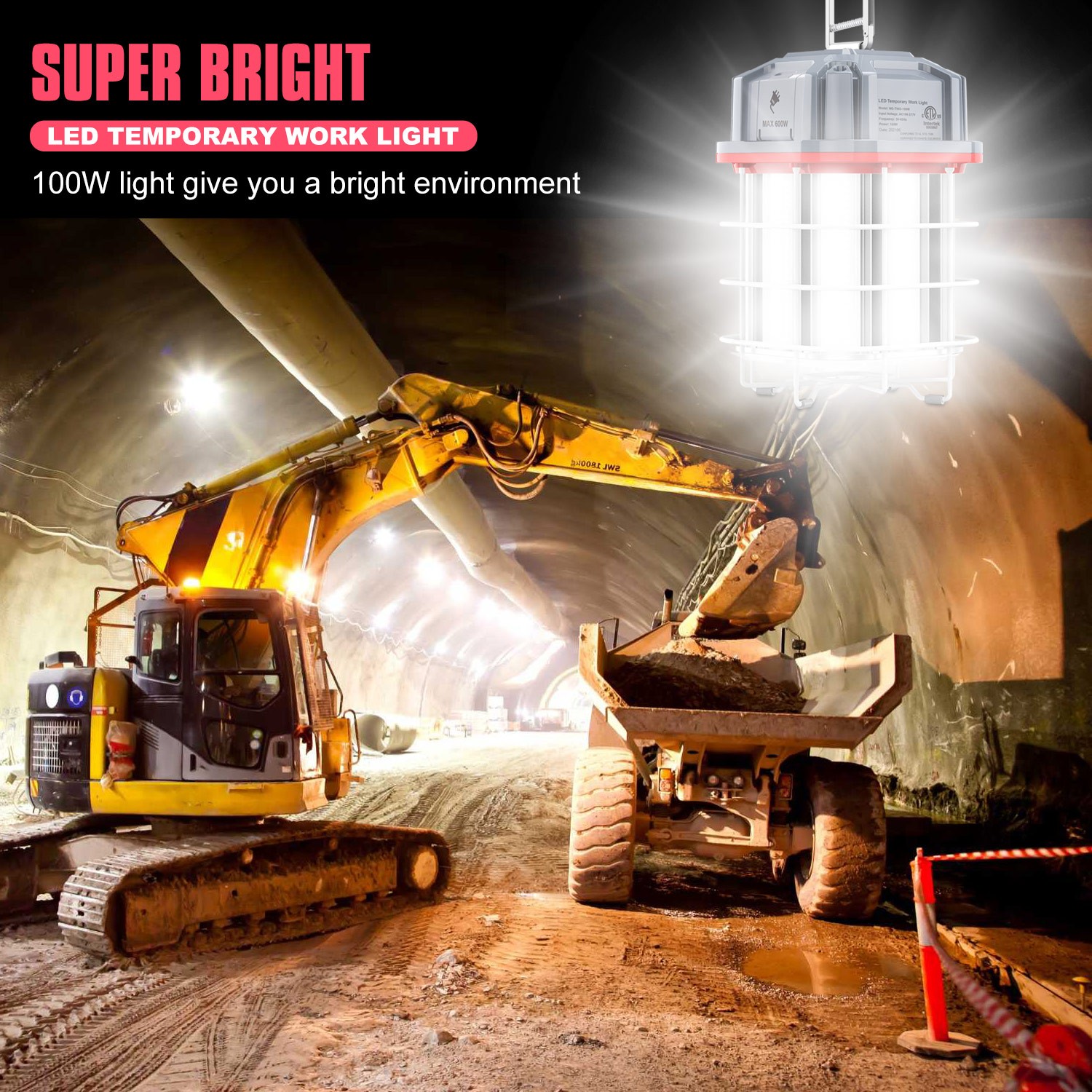 100W Linkable LED Temporary Work Light Commercial Industrial Construction Lights