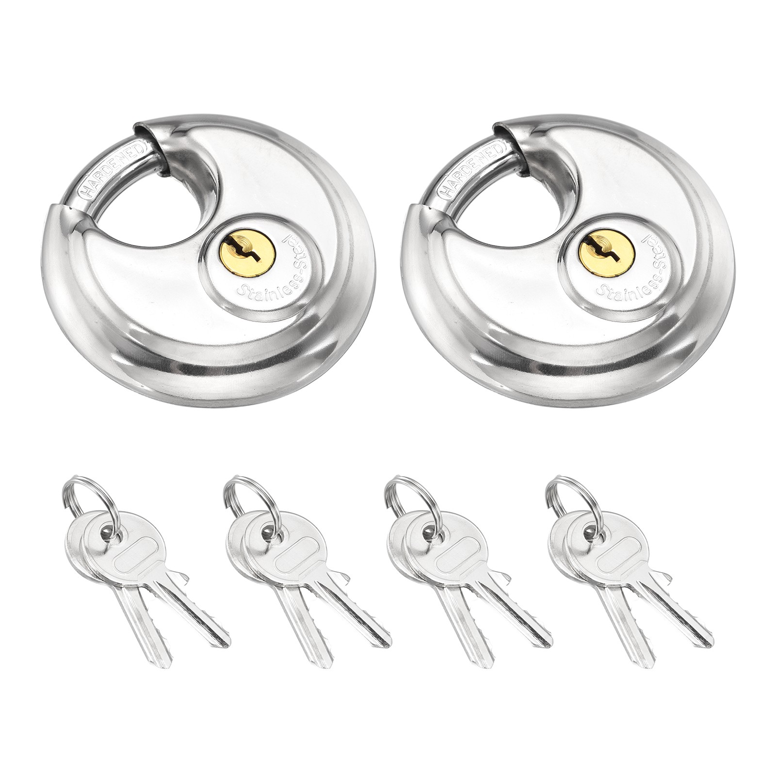 Disc Padlock, (2-3/4" Wide Body, 11/32" Shackle)(2PCS), Stainless Steel