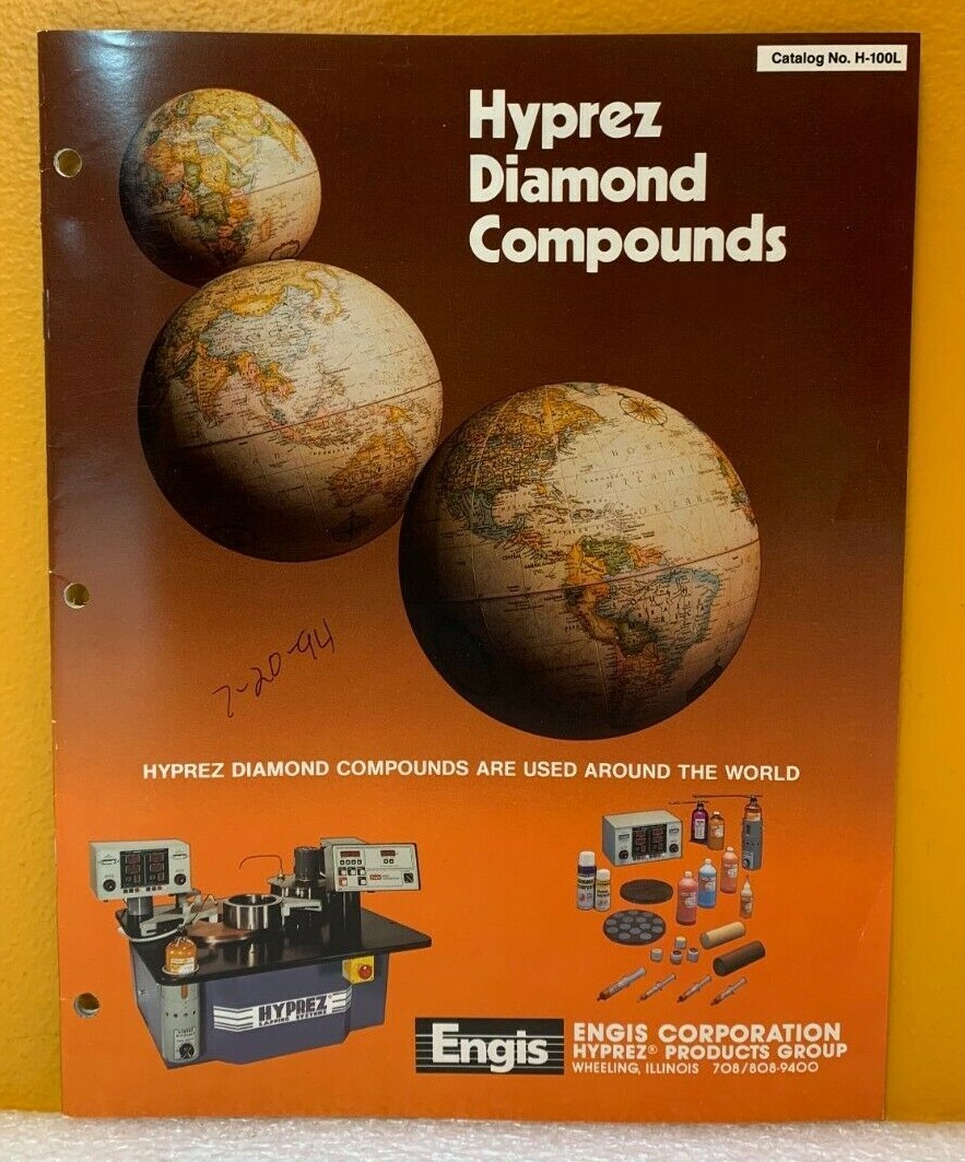 Engis Corporation 1993 Hyprez Diamond Compounds Catalog No. H-100L.