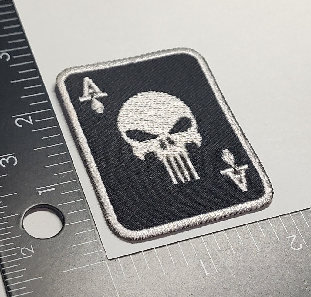 ACE OF SPADES DEATH CARD PUNISHER EMBROIDERED HOOK LOOP TACTICAL QUALITY PATCH
