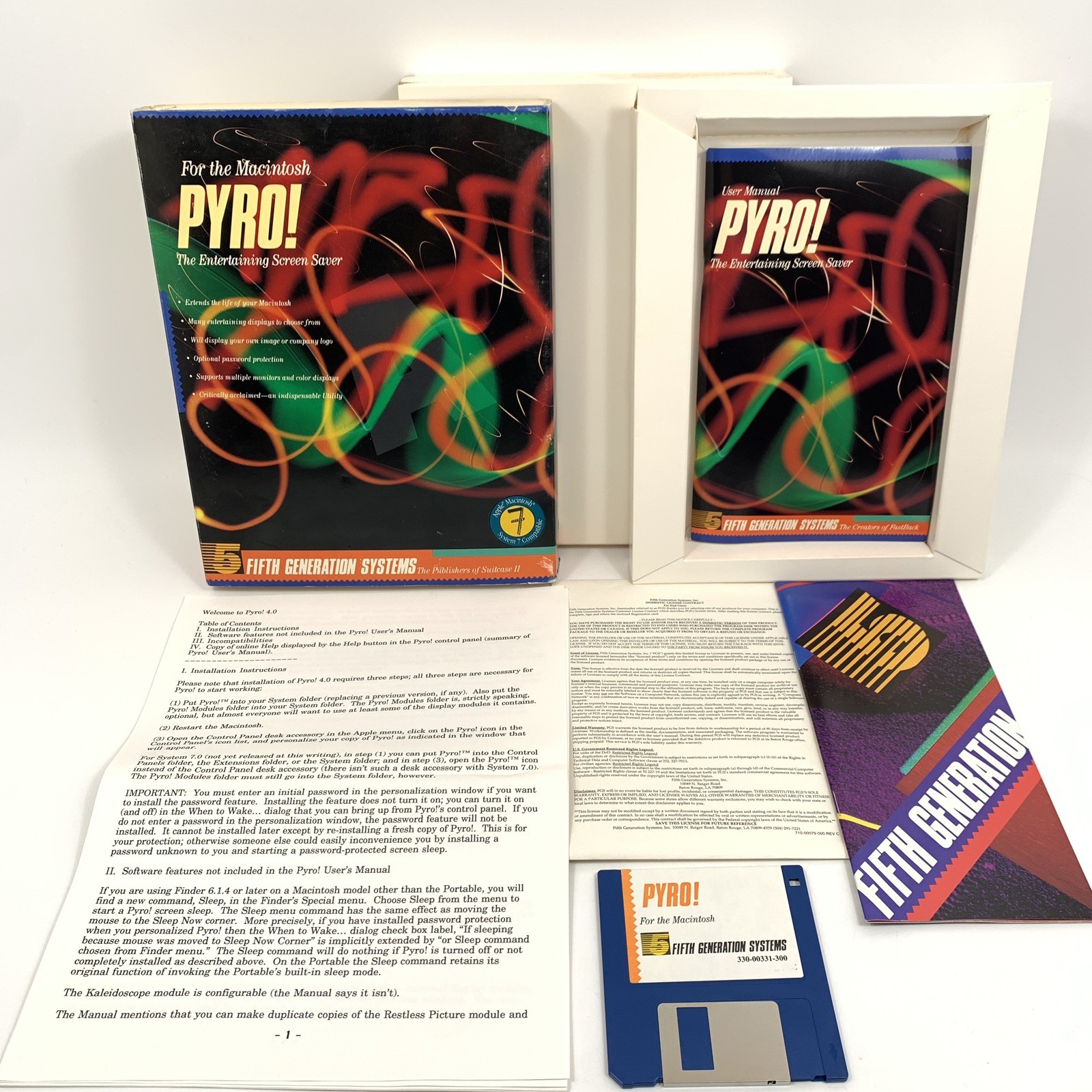Vintage PYRO Macintosh Apple 3.5" Hard Disk Screen Saver Fifth Generation System