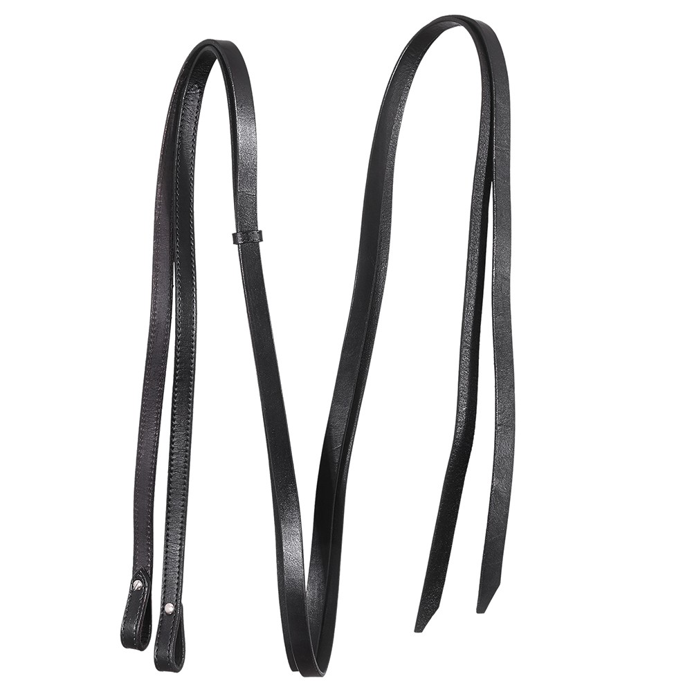 84BH 3/4 In x 8 ft Hilason Western Horse Tack Leather Split Rein Black