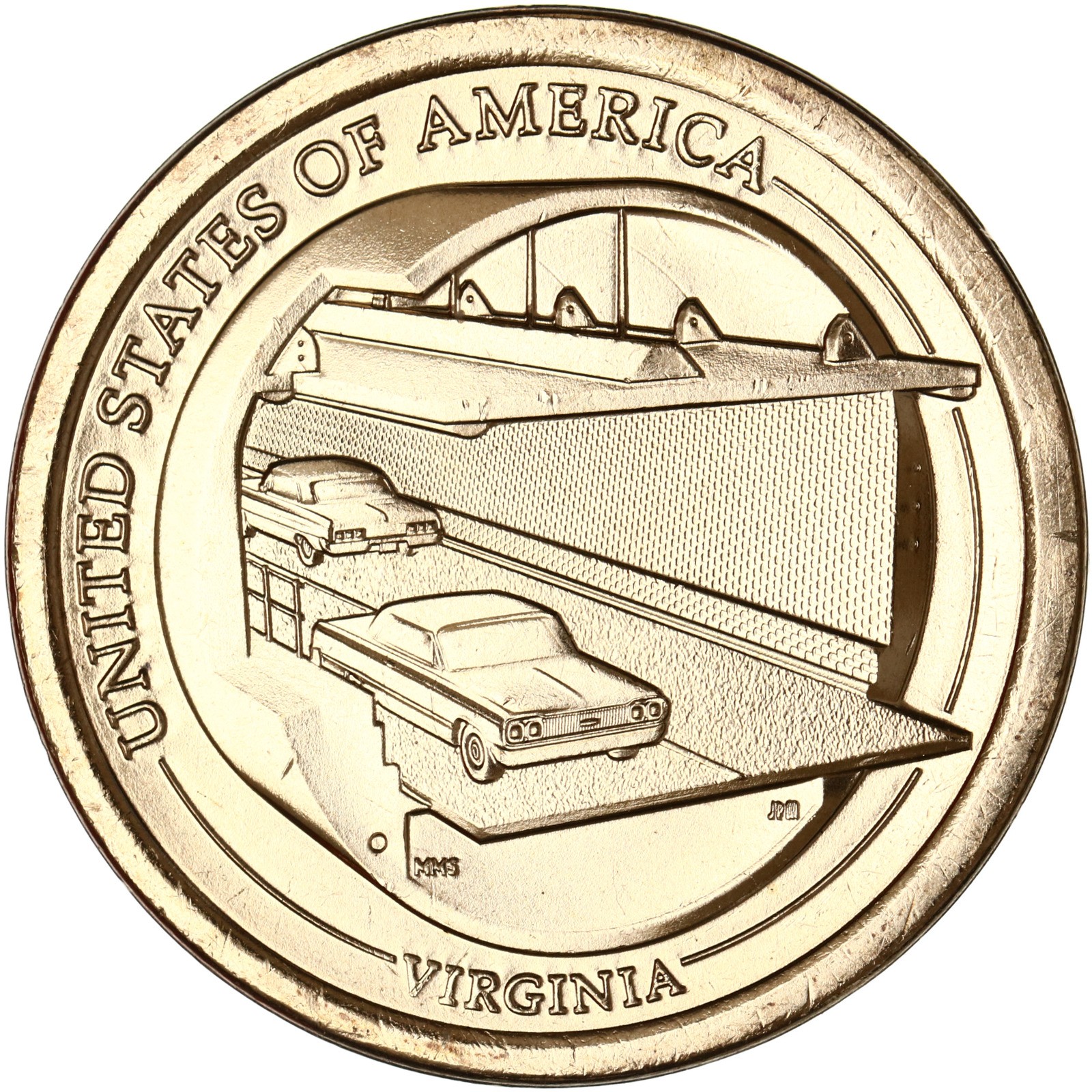 2021 D Innovation Dollar Virginia Chesapeake Bay Tunnel Gem BU