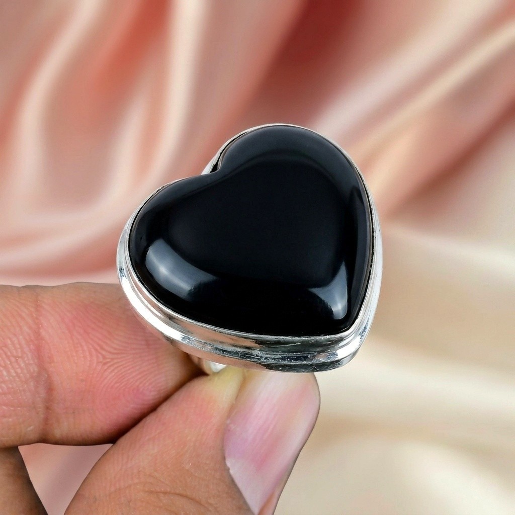 Black Onyx Gemstone Ring Silver Ring 925 Sterling Silver Ring Women's Jewelry