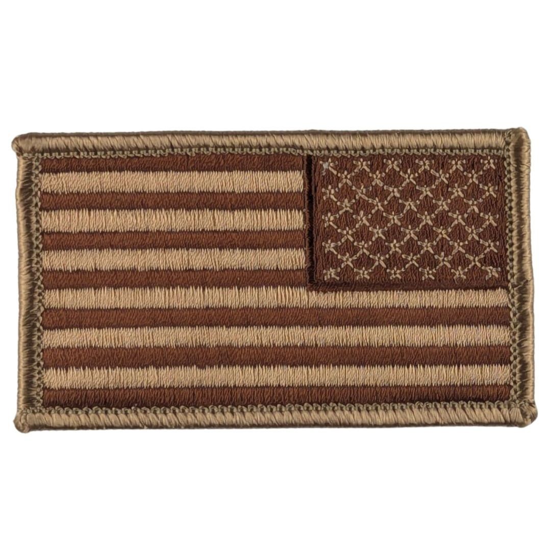 Reverse American Flag Patch - Subdued Desert Sand Tan - Sew-On Tactical Patch