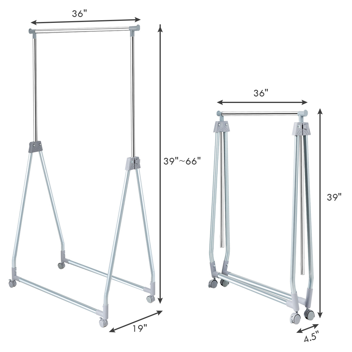 Costway Extendable Clothing Garment Rack Heavy Duty Foldable Clothes Rack