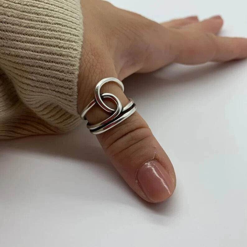 Solid 925 Sterling Silver Knot Ring Thumb Ring Handmade Gift Ring All Size
