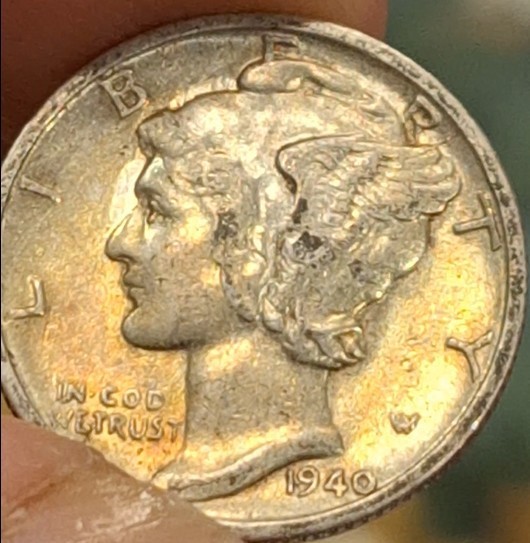 1940-S 10C Mercury Dime TONED - video - AU Sharp UNC Mint Details (#8415)