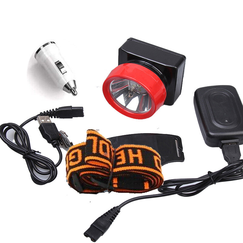 LED Headlamp Headlight Flashlight for Miner Mining Camping Hunting Charger Cable
