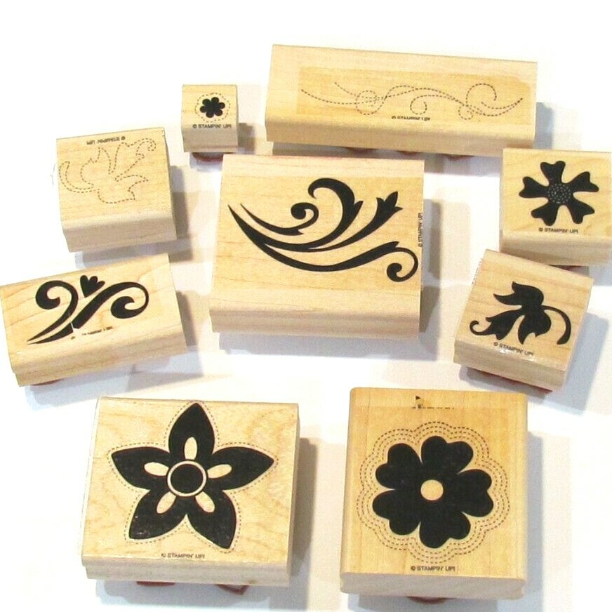 Stampin Up! Leaves Flowers Swirls Nature Stitched Dots Rubber Stamps You Choose