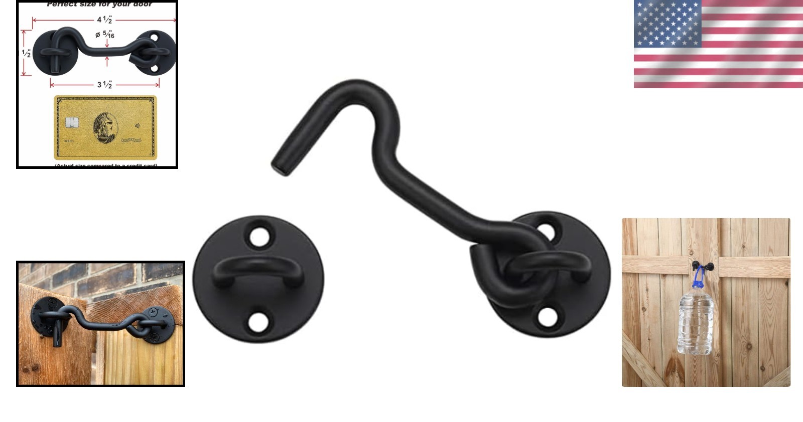 Elegant 4-Inch Privacy Hook and Eye Latch for Sliding Barn Doors - Black