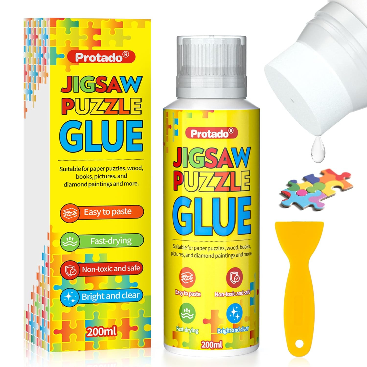 Jigsaw Puzzle Glue, 200ML Clear Non-Toxic and Quick Dry Puzzle Sealer with New S