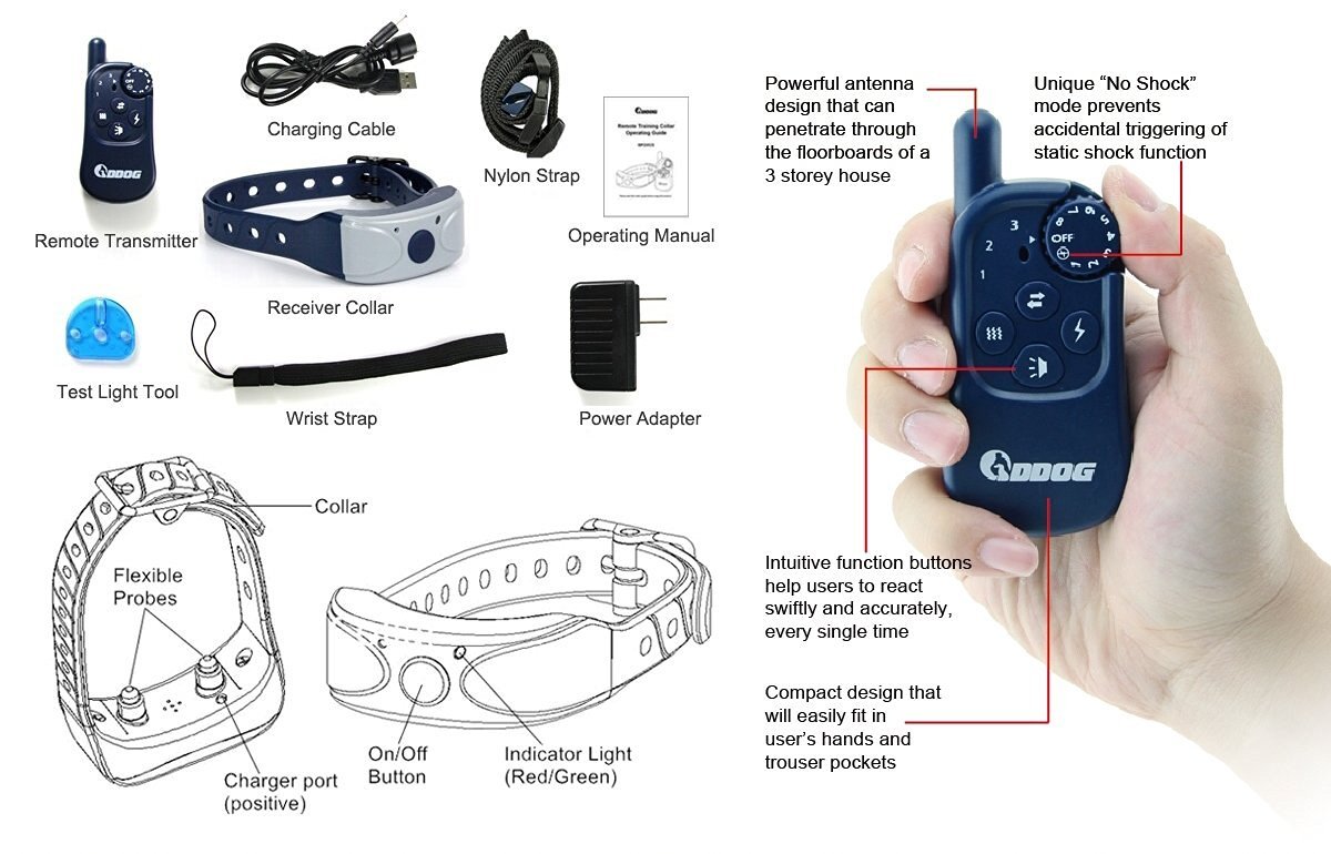 DDOG 550 yards Ergonomic Remote Dog Training Collar