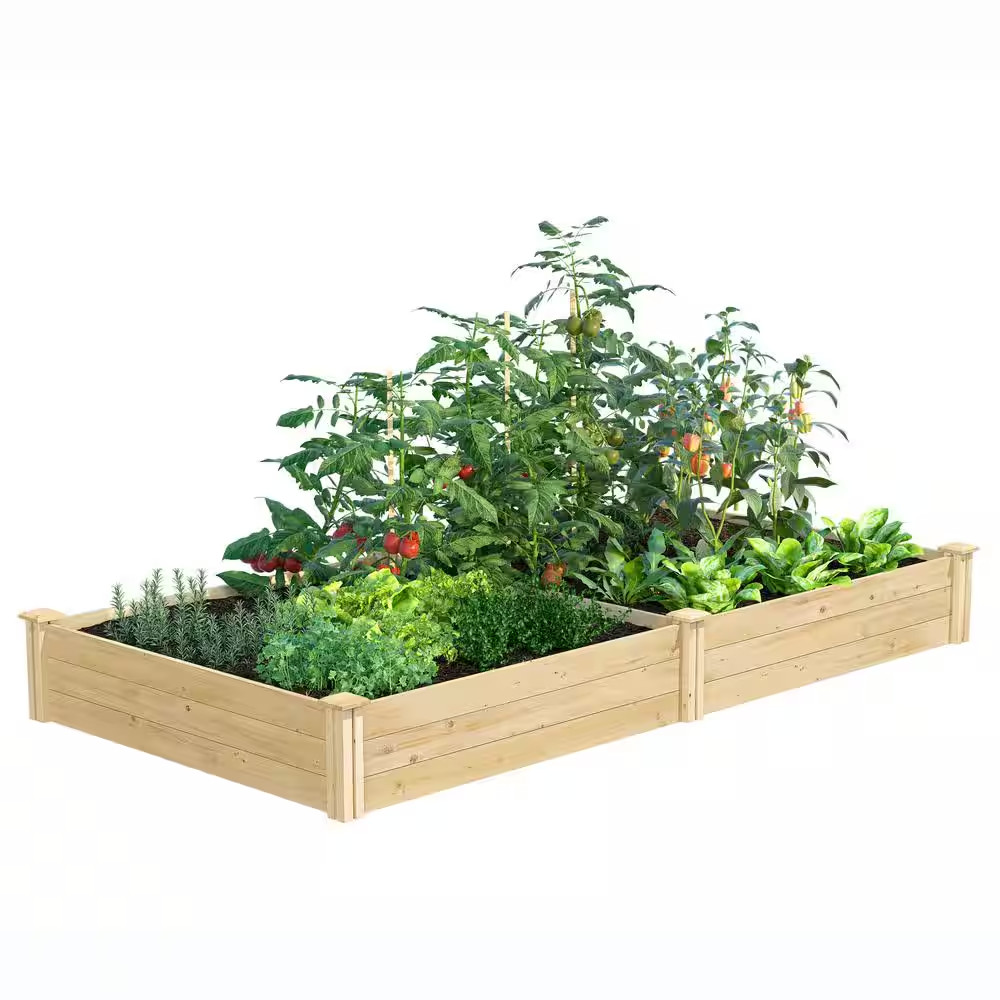 Premium Sanded Natural Cedar Wooden Rectangle Raised Garden Bed 3/4 In. Thick...