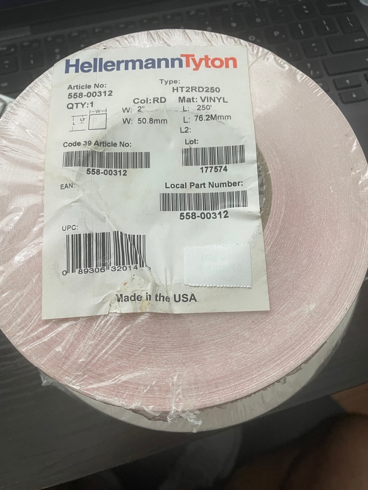 HellermannTyton 558-00312 - Adhesive Vinyl  Labels 250ft Roll Solar  Red
