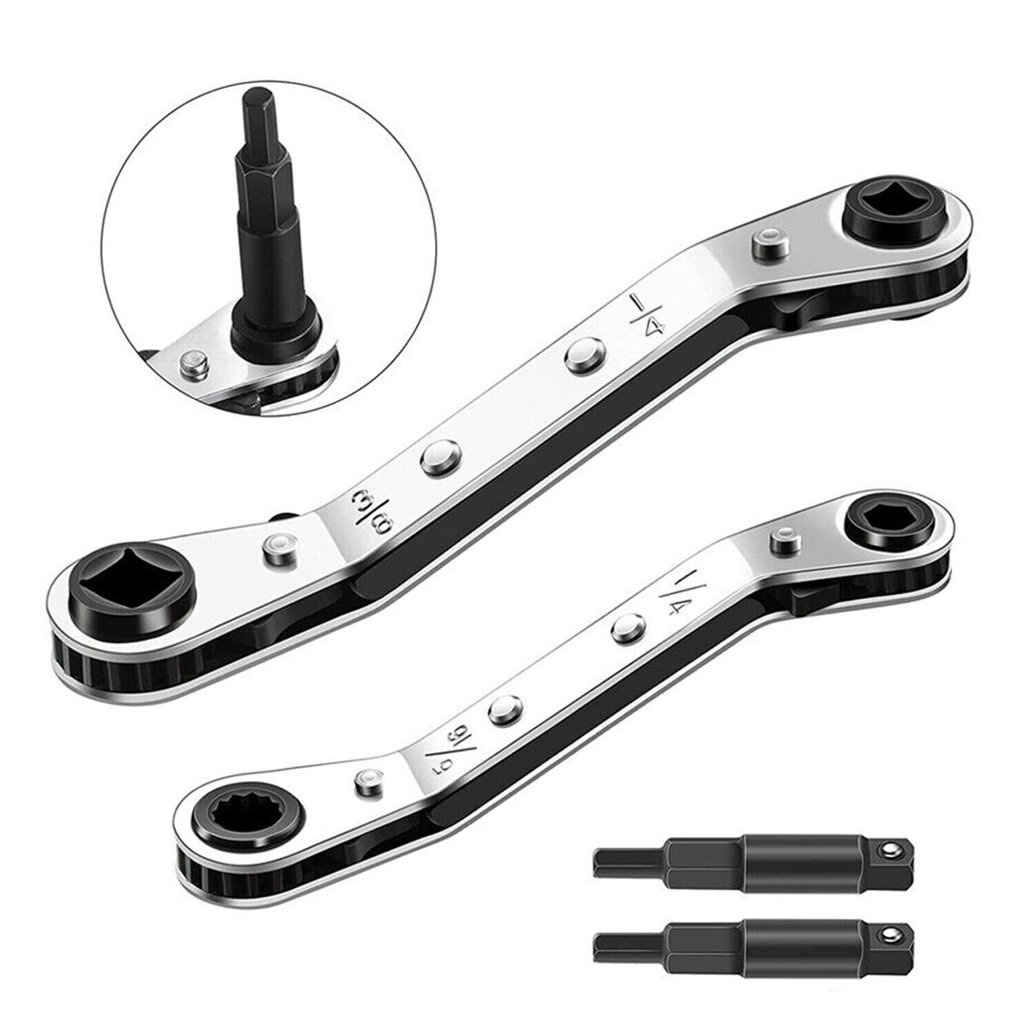 HVAC Service Wrench 3/8” to 1/4”, 5/16'' x 1/4'' Refrigeration Set Hex Bit 4PCS
