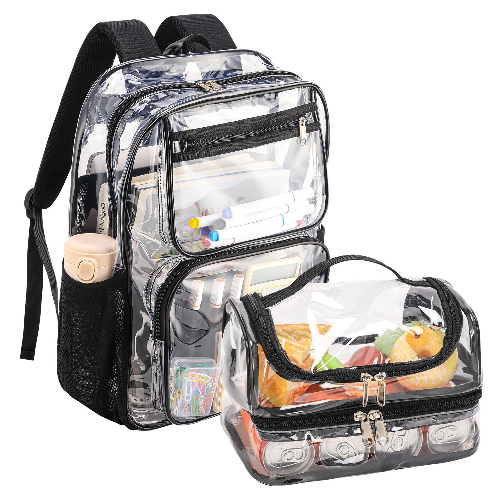 BORMELUN Clear Backpack and Lunch Bag Sets | Heavy Duty Transparent See Throu...