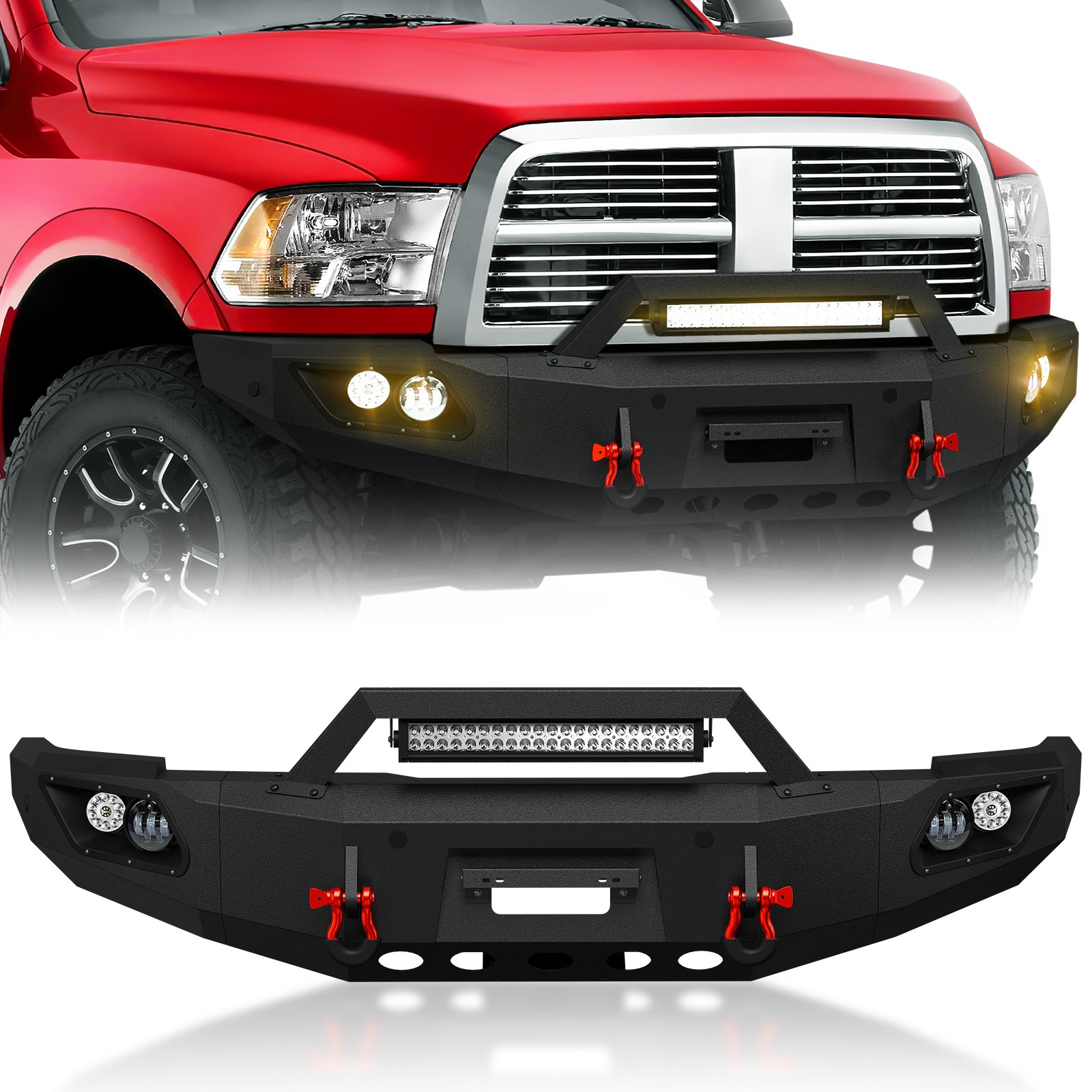 Front Bumper for 2010-2018 Dodge Ram 2500 3500 with Winch Plate, Sensor Holes