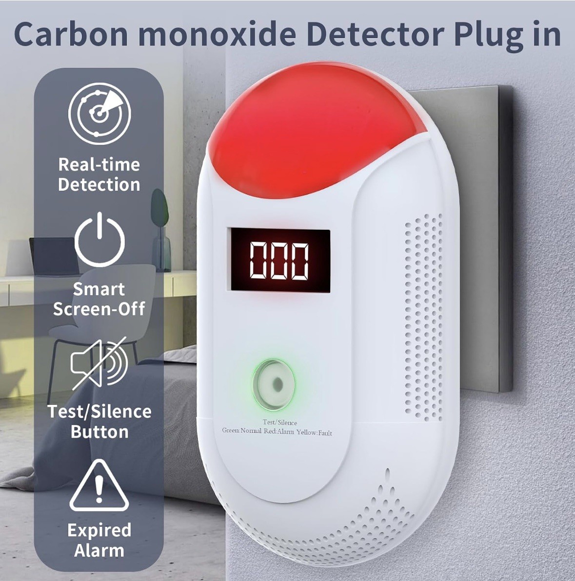 Carbon Monoxide Detector Plug In - Portable Carbon Monoxide Detector NEW