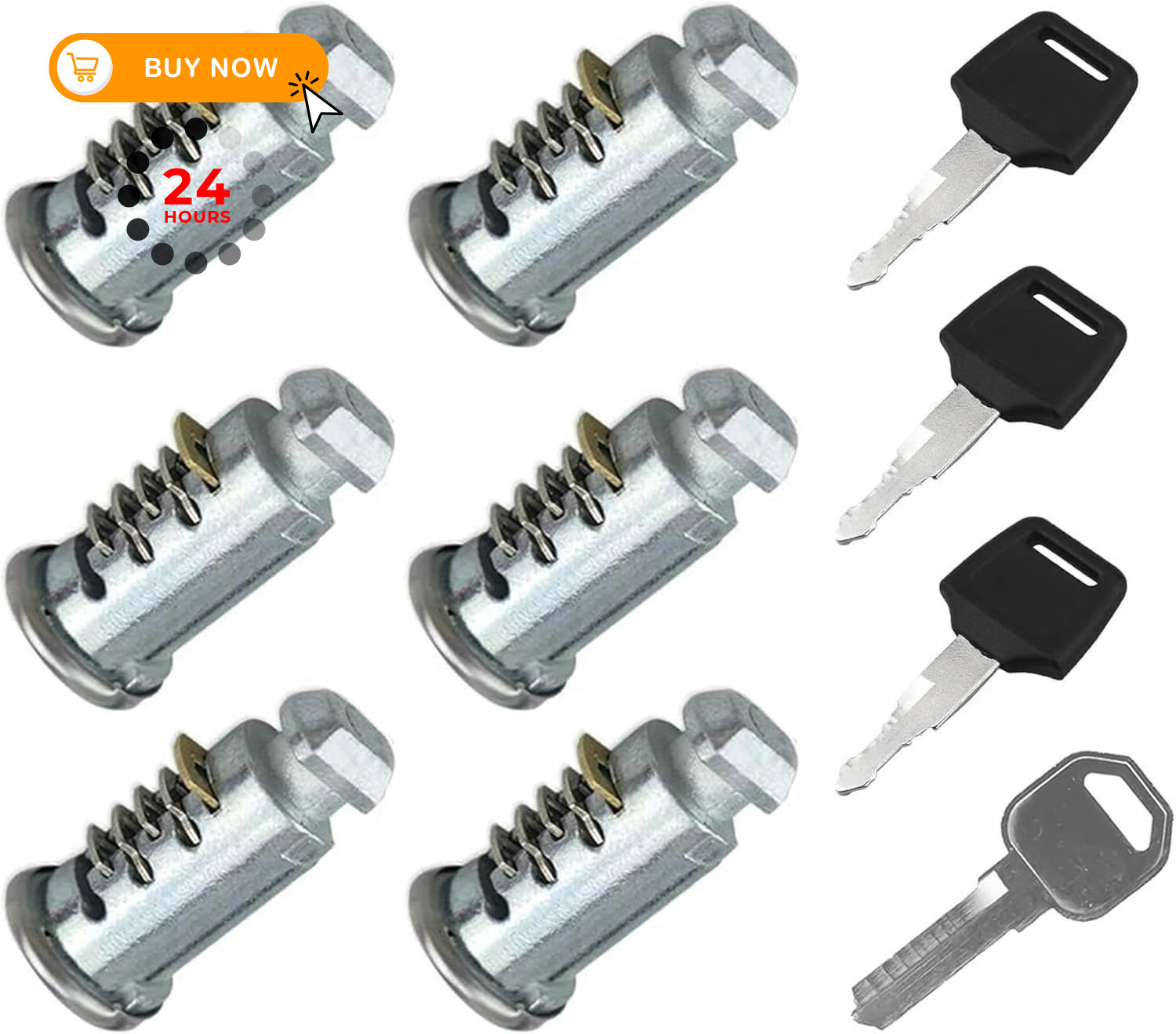 6 Pack Lock Cores Compatible with Thule One-Key System silvery