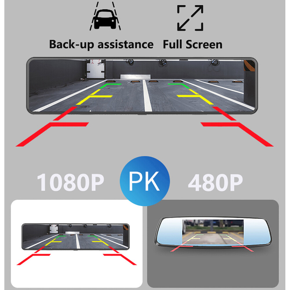 12" IPS 4G car dvrs Android mirror rear view camera ADAS Bluetooth WIFI GPS DVR