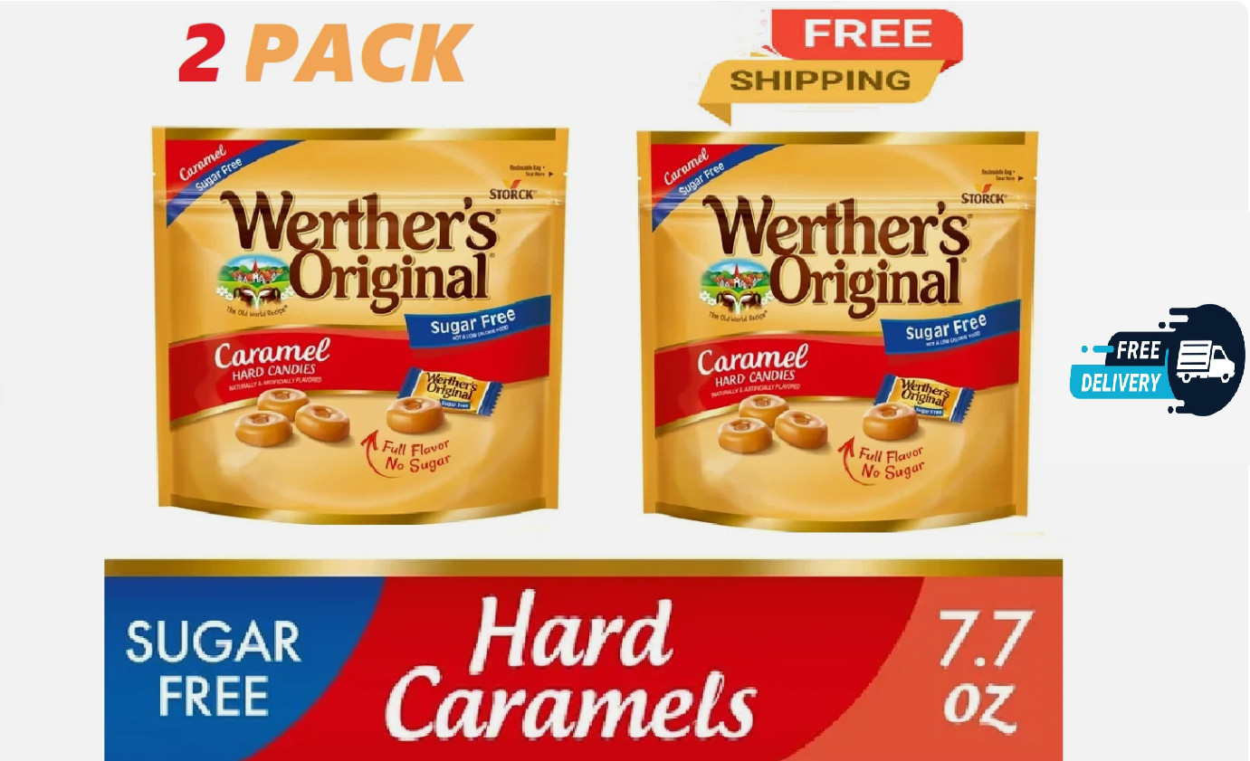 Werther's Original Hard Sugar Free Caramel Candy, 7.7 oz PACK OF 2