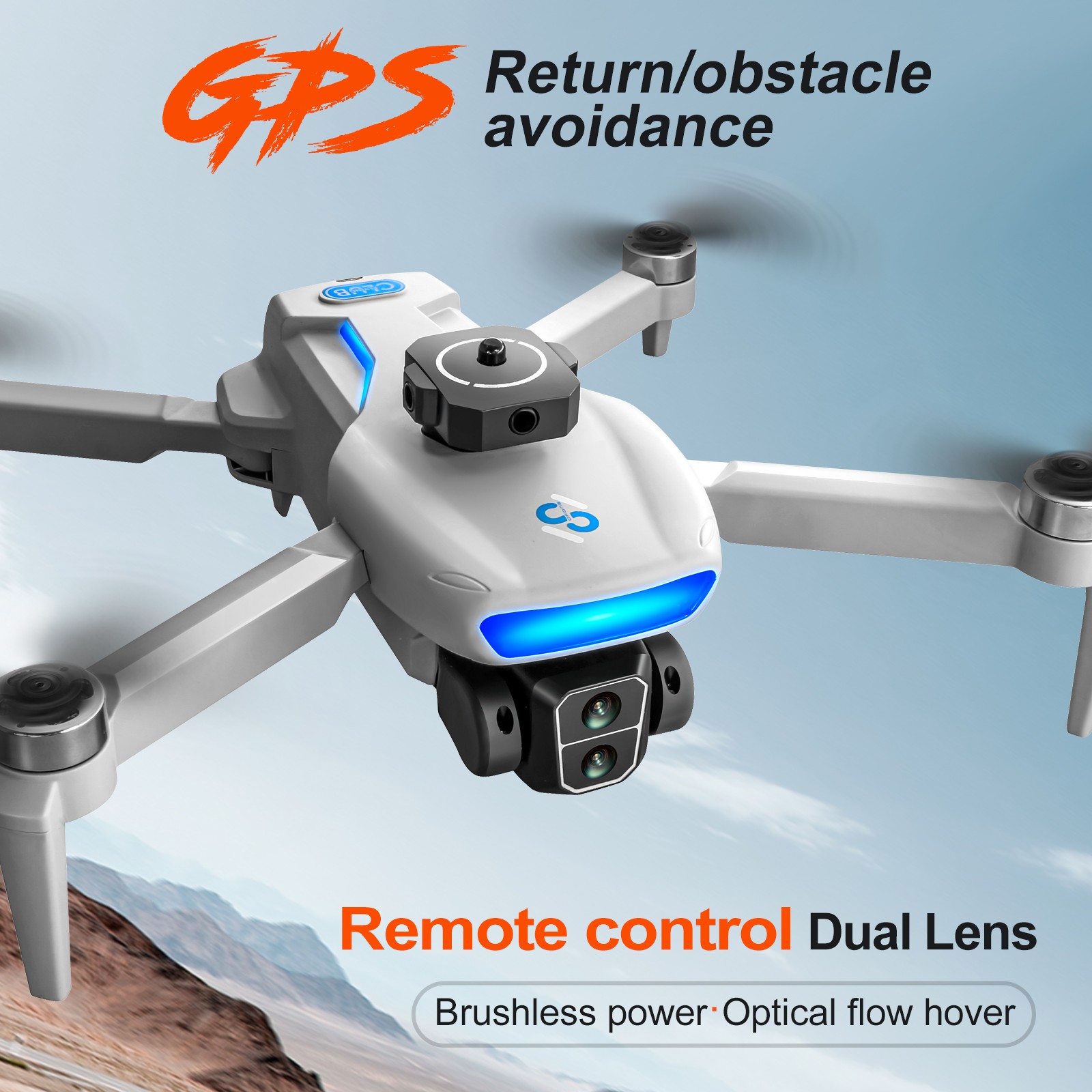 White GPS Drone Pro 5G 8K with HD Brushless Dual Camera WiFi FPV Foldable RC NC