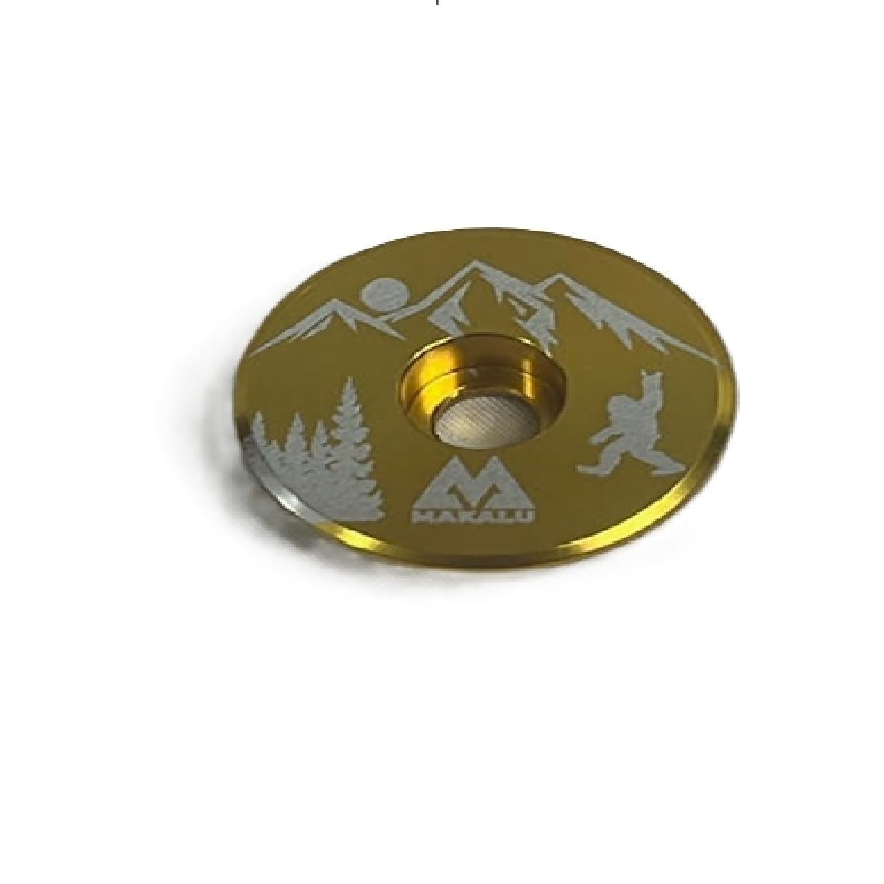 Makalu Sasquatch (Big Foot) Custom Bicycle Stem Top Cap Peace-Gold