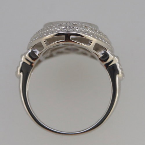 Sterling Silver Semi Mount Ring Setting Oval OV 14x10mm Cabochon White Solid