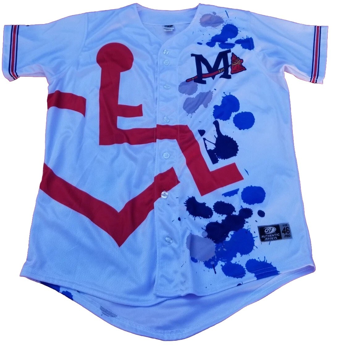 Mississippi Braves AA Disability Awareness Jersey #38 OT Sports Sz 46 XL