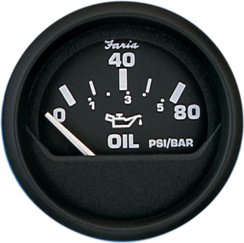 Faria Beede 13547562 Faria Euro Black Oil Pressure Gauge - 80 Psi