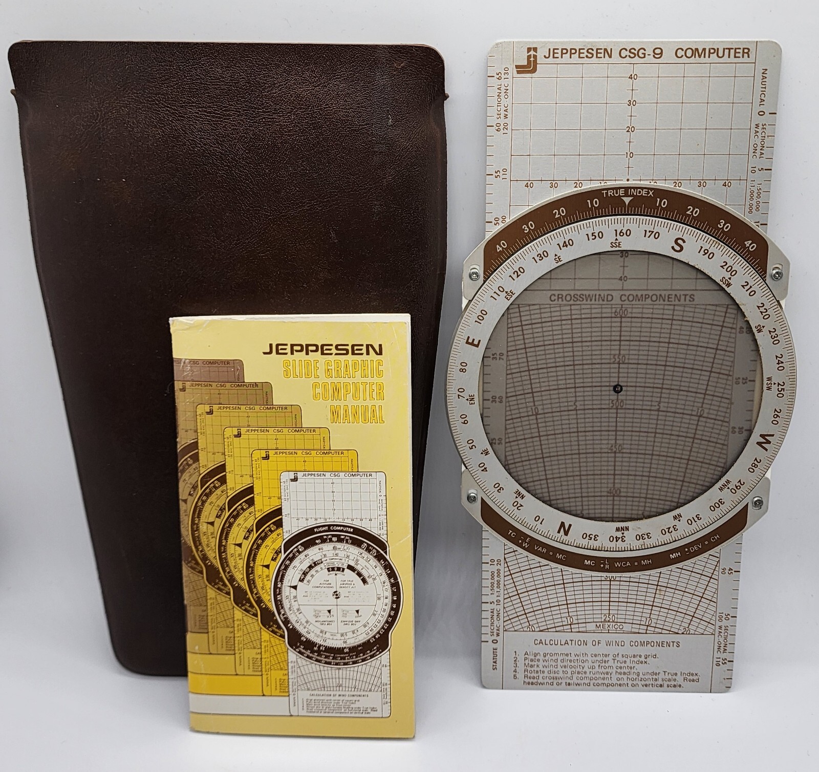 Vintage 1976 Jeppesen CSG-9 Metal Flight Slide Graphic Computer with Case