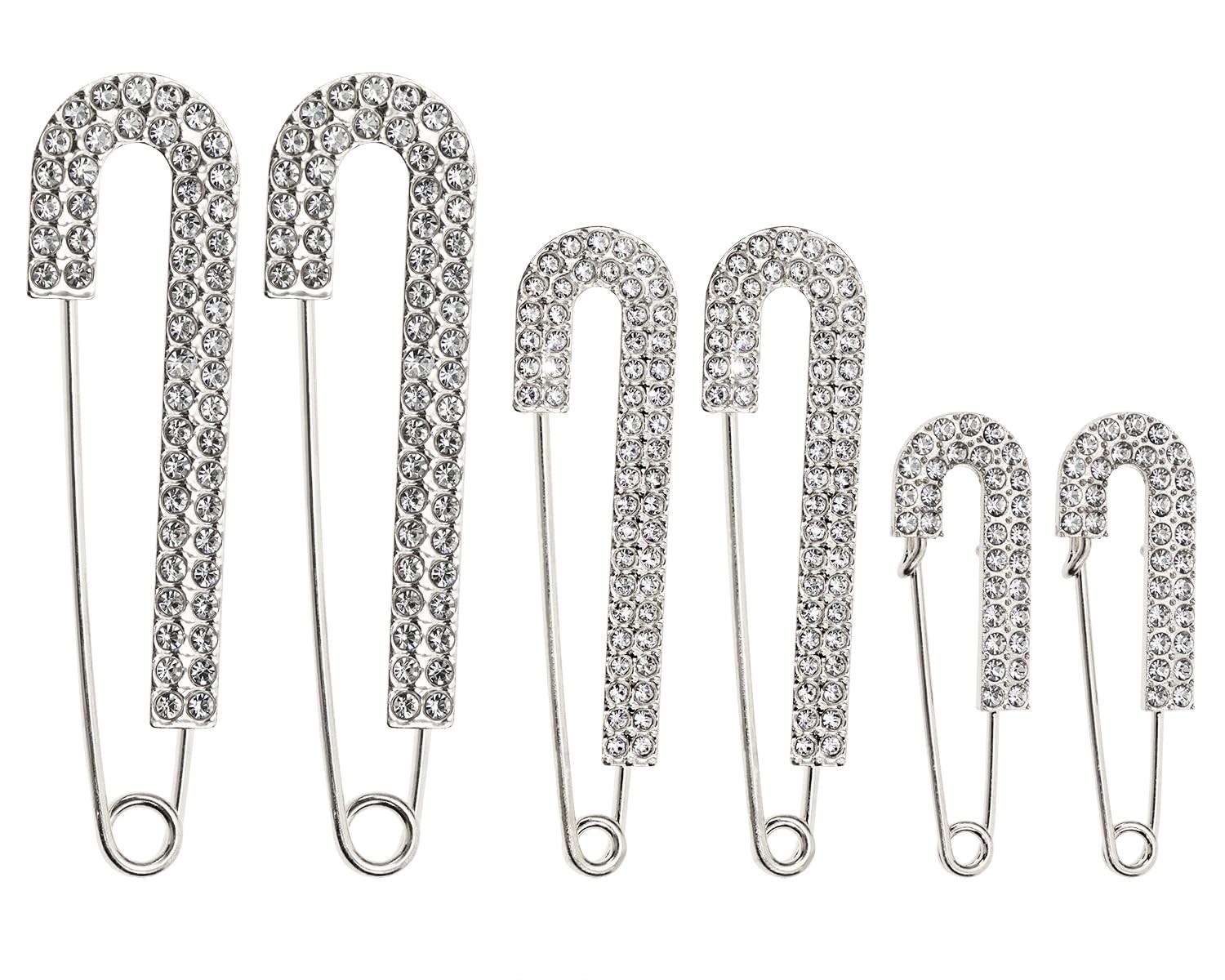Rhinestone Safety Pins 6Pcs Faux Crystal Brooch Clips for Women Sweater Shirt Dr