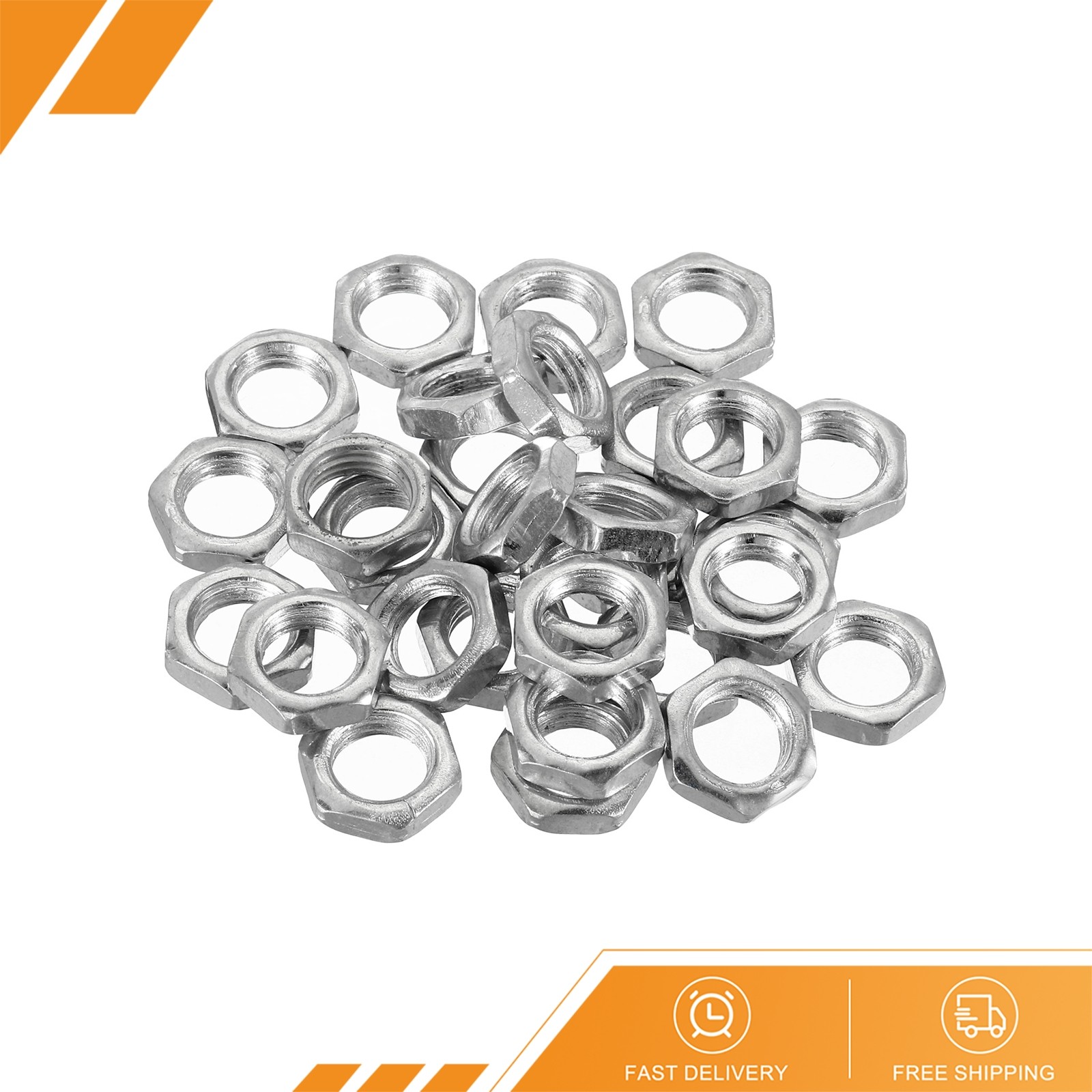 20 Pack - M12 x 1.5 Steel Hex Nuts Metric Thread Zinc Plated Finished 5mm Height