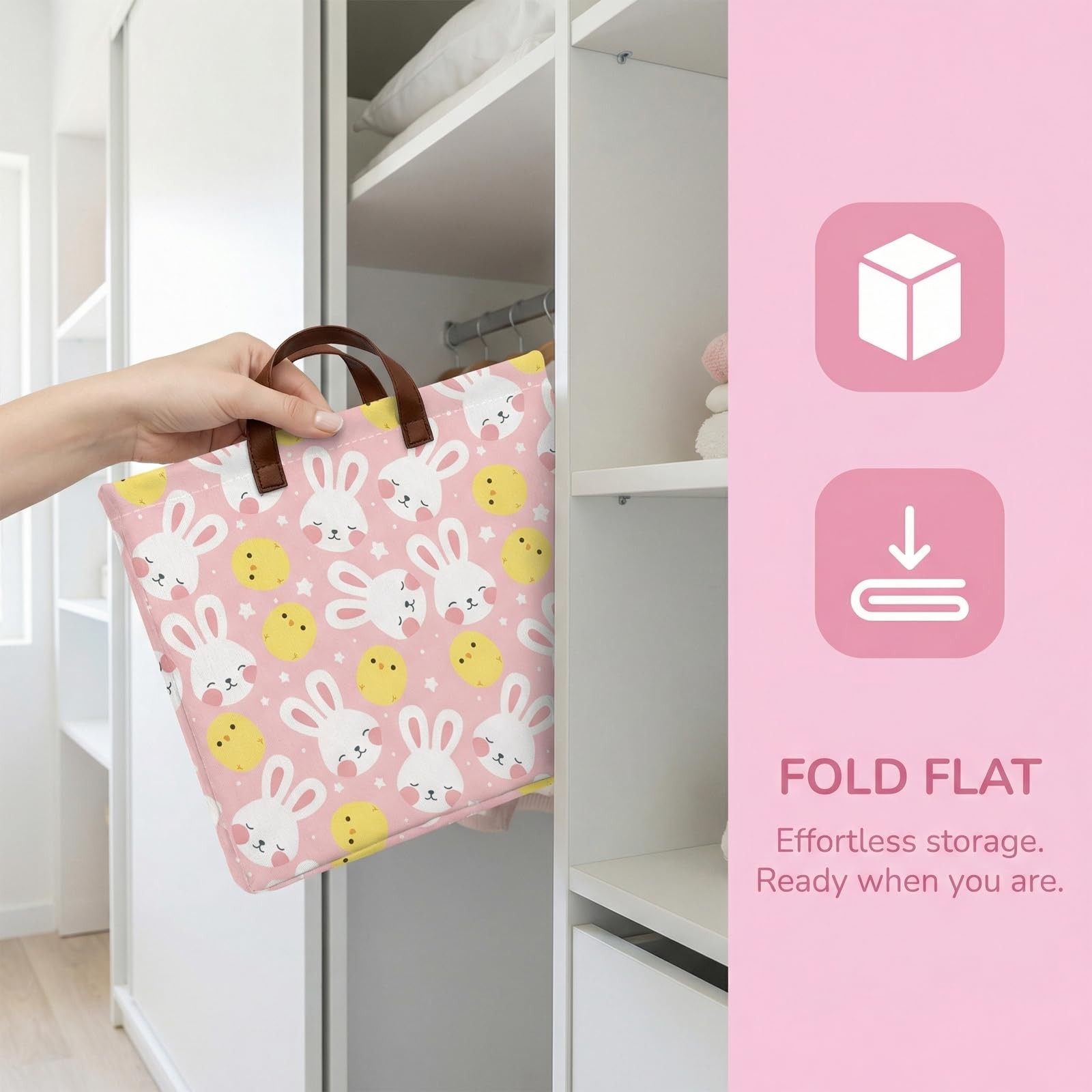 ASKETAM Large Cute Easter Basket for Kid Empty Gift Baby Rectangle Storage Bi...