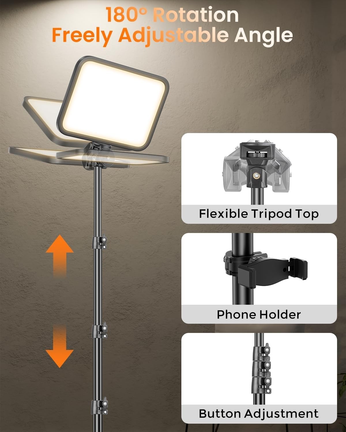 12'' Adjustable LED Studio Lights with Tripod for Professional Photography