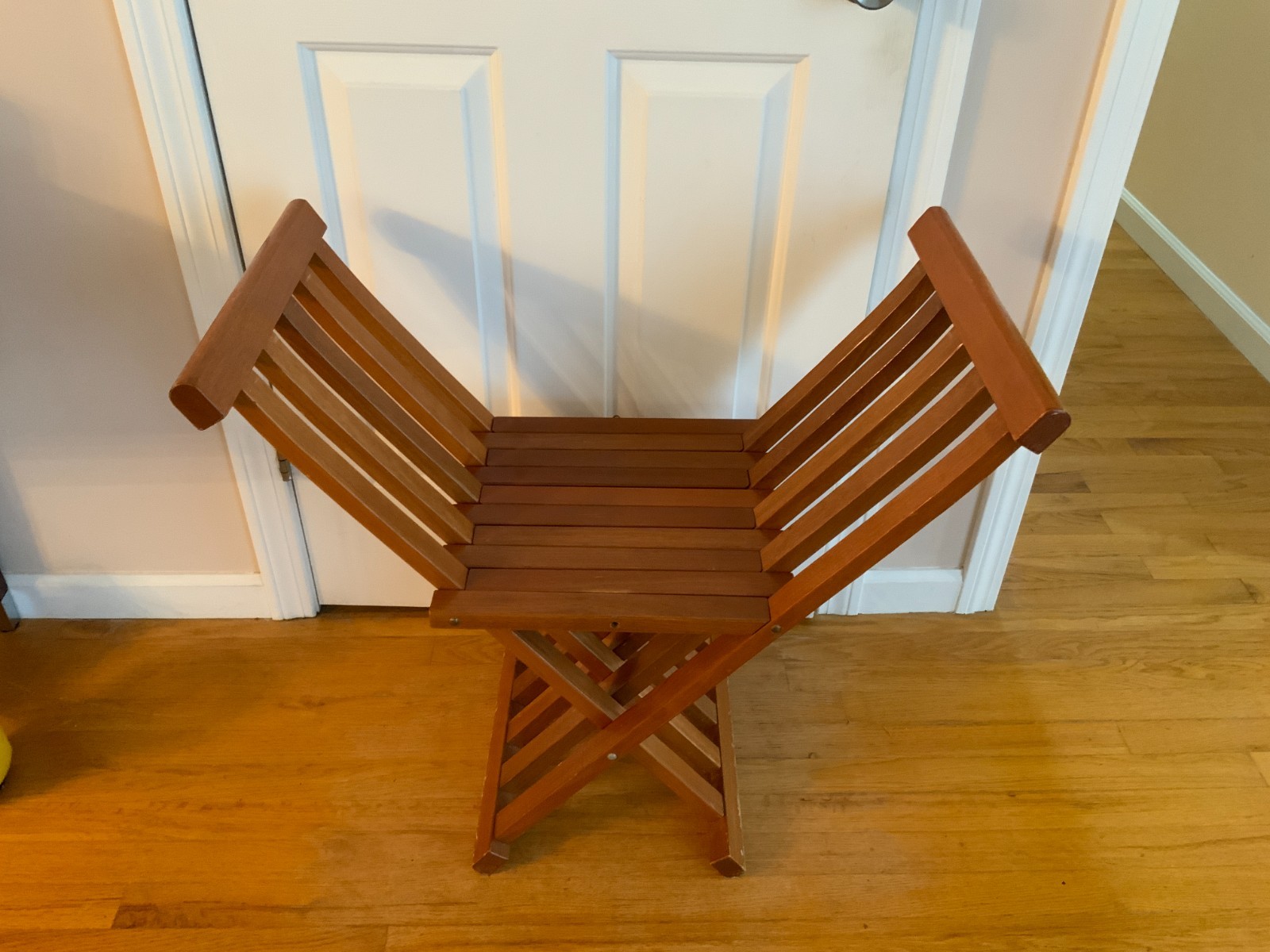 MCM Vintage Danish Solid Wood Slat Folding Chair bench director's heavy