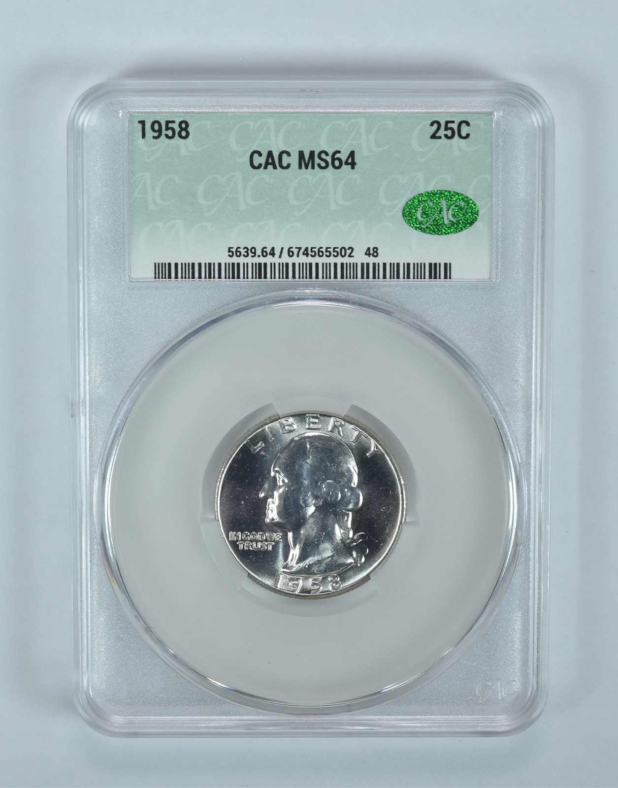 1958 Washington Quarter MS64 CAC CACg