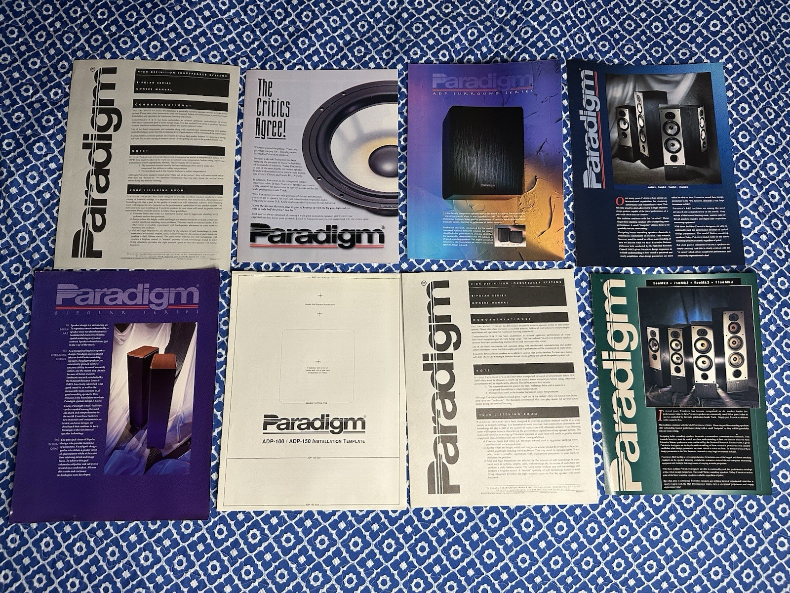 Vintage Lot Paradigm Speaker Brochures Paperwork Information Manuals