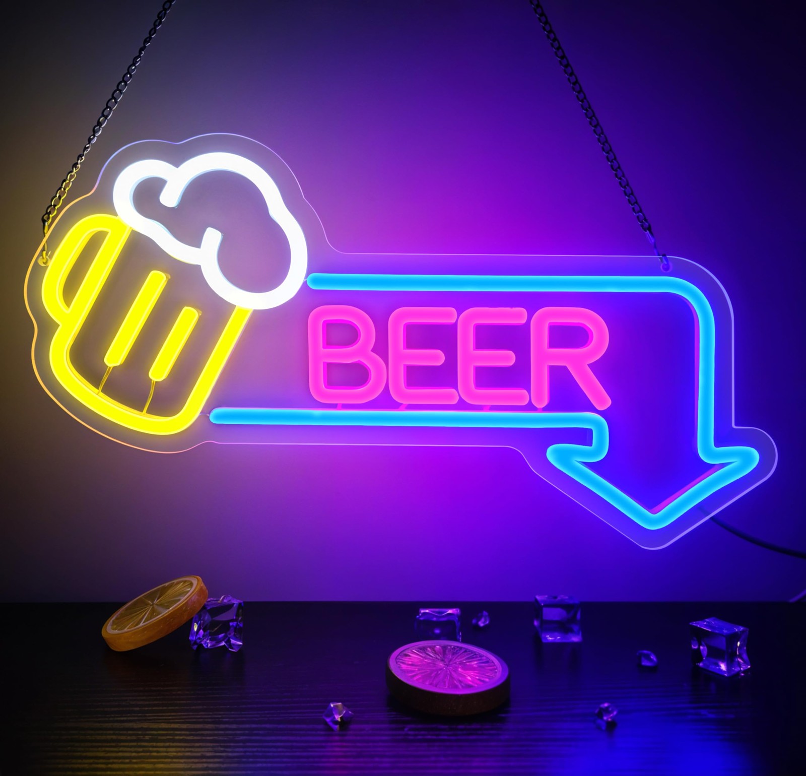 Beer Neon Signs Beer Neon Sign for Wall Decor Dimmable Bar Sign Neon Sign for...