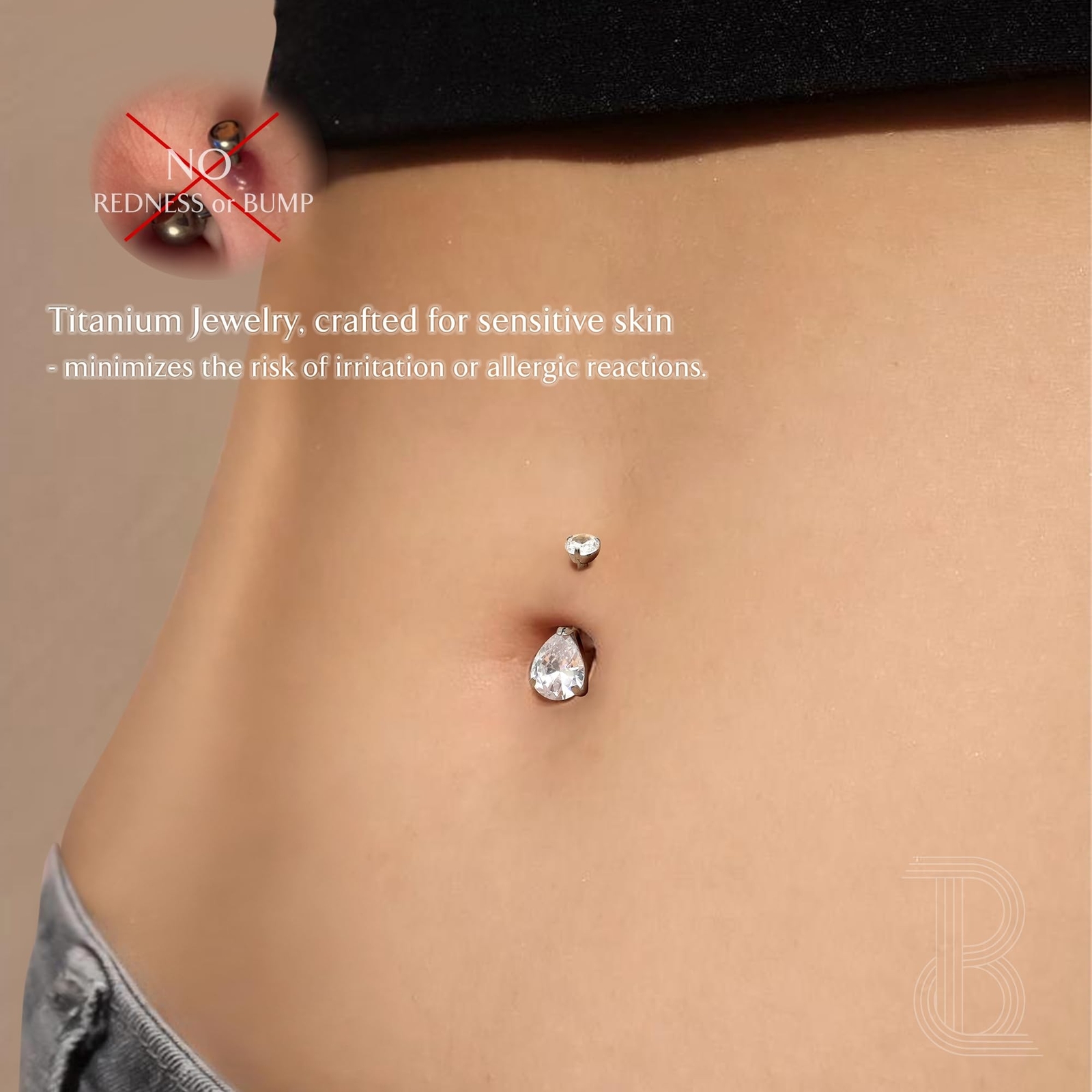 BodyBonita Real Solid G23 Titanium Belly Button Rings - 14G Internally Thread...