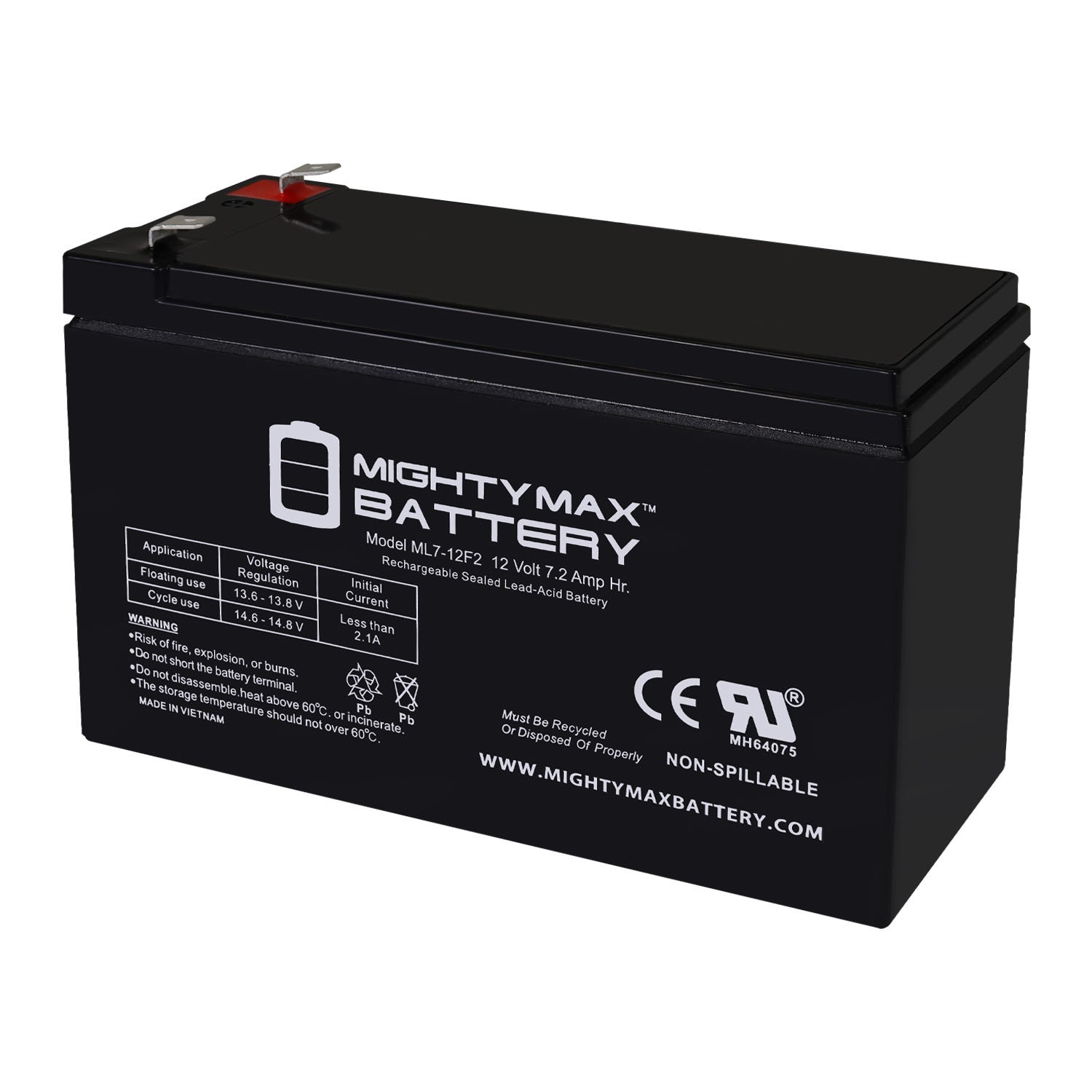 Mighty Max 12V 7Ah F2 Replacement Battery for Liftmaster RSW12VDC Swing Gate