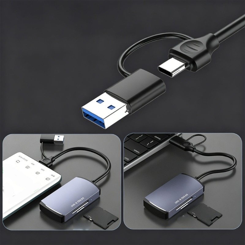 Quick USB4 Storage Card Tool Two Slot Operation For Photos Videos