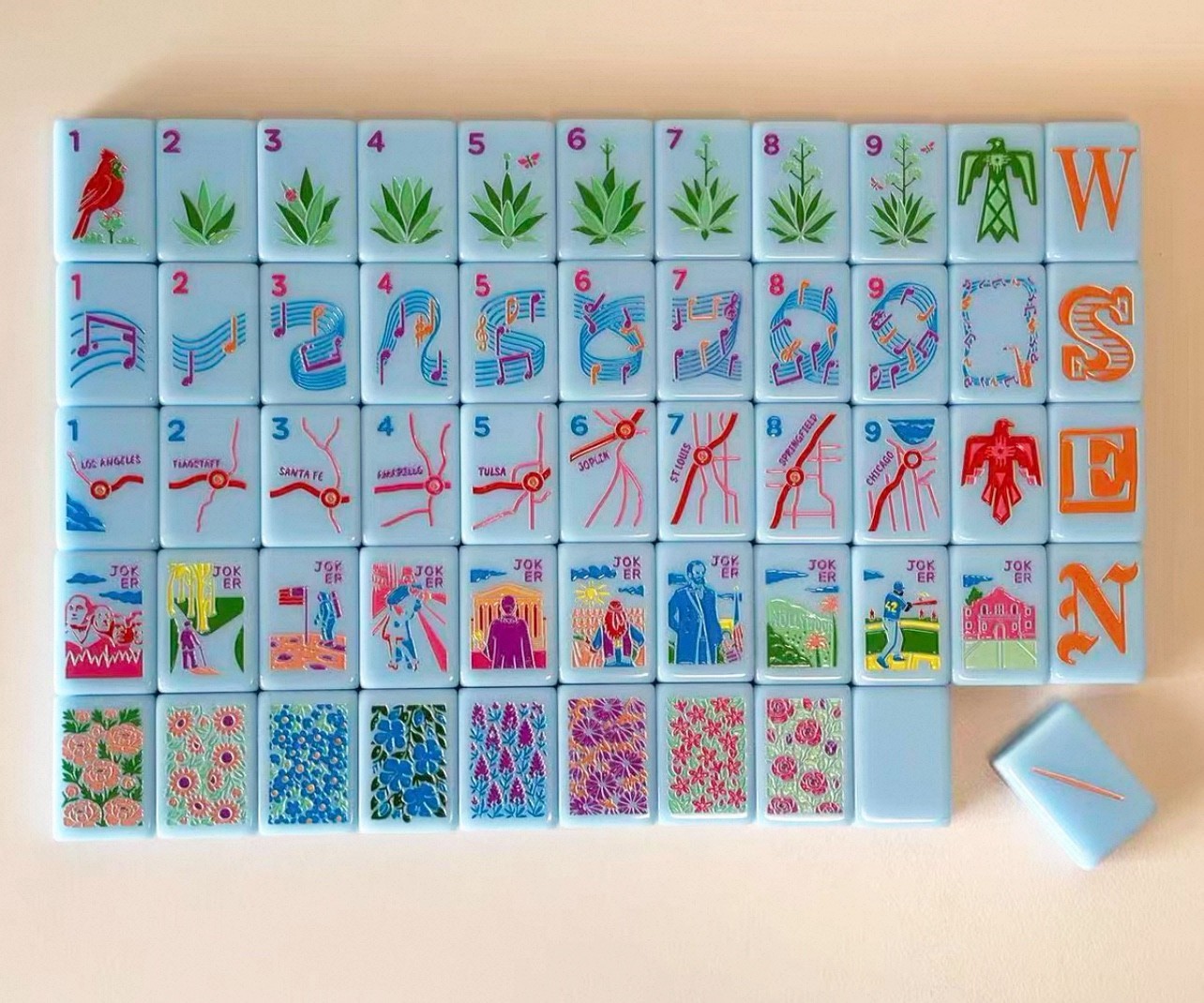 American Mahjong Game Set, 160 tiles Blue Mah Jong Tiles+ Free storage bag