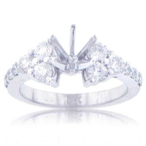 1.45 Ct. TW Round Diamond Cluster Engagement Semi Mount Ring In Platinum