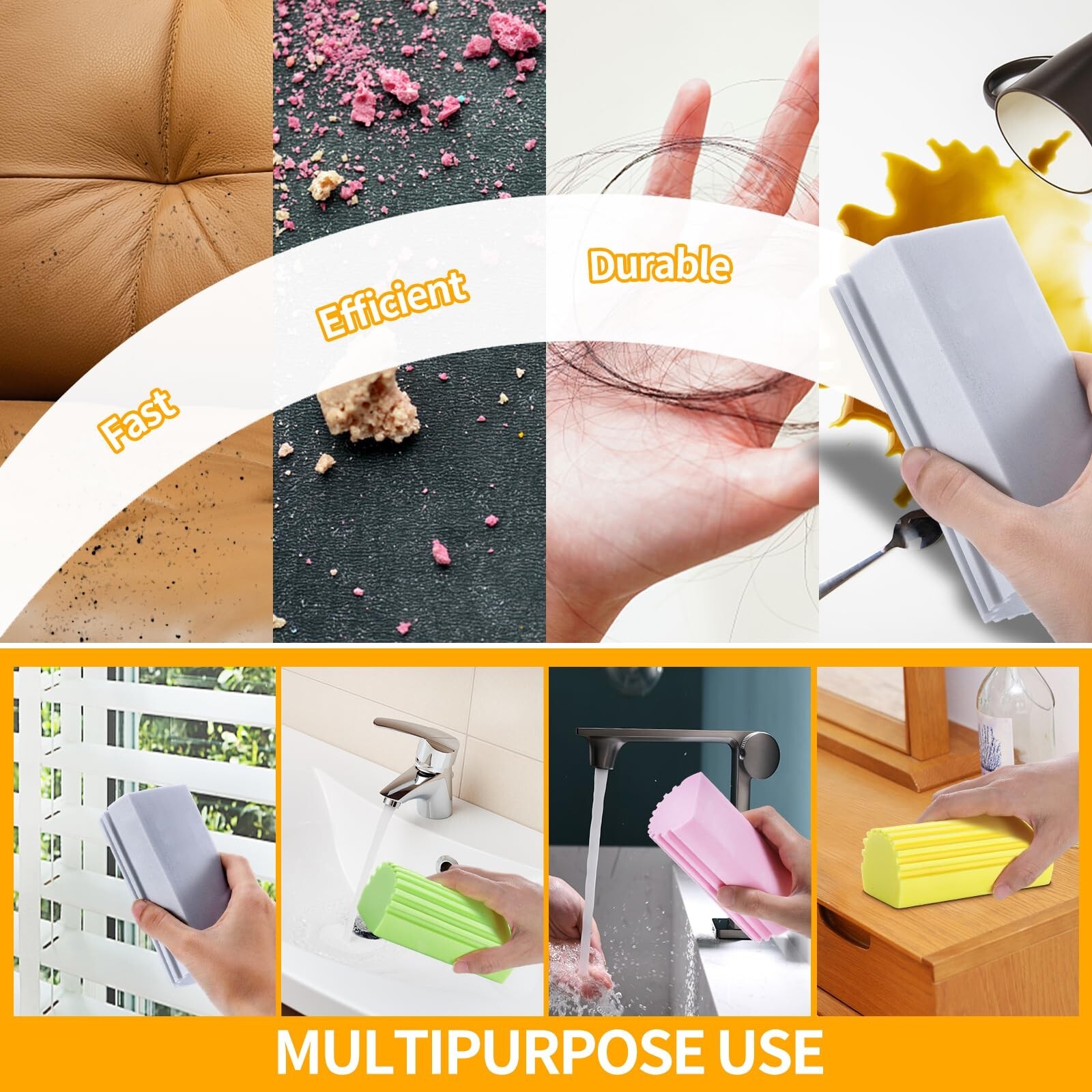 COBETE Damp Clean Duster Sponge,4pack Magic Sponge Eraser,Reusable Damp Dusti...