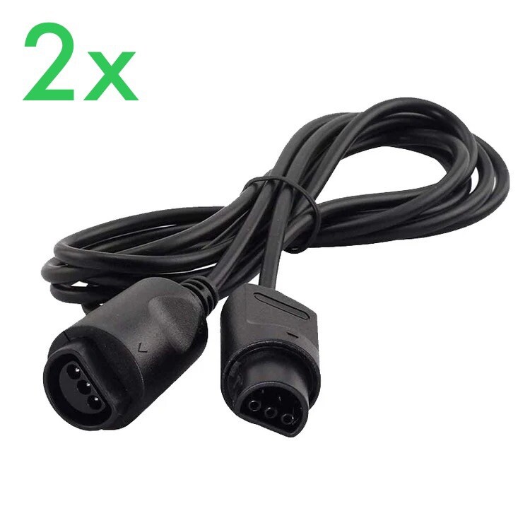2x - Nintendo 64 N64 Controller Extension Cable - New - Set Of 2