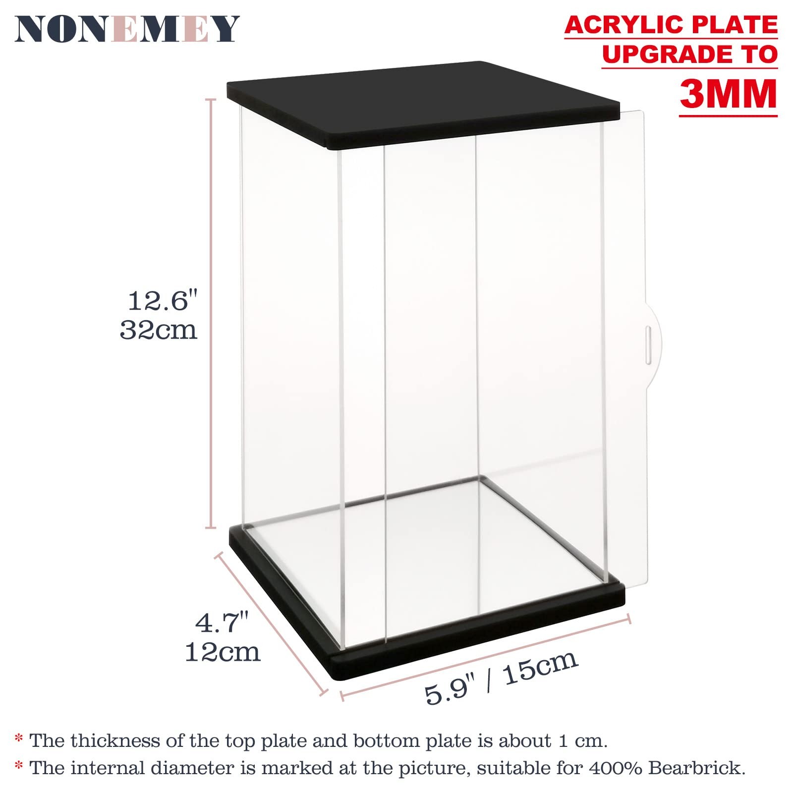 Clear Acrylic Display Case with Remote Control Light for 400% Bearbrick, Dust...