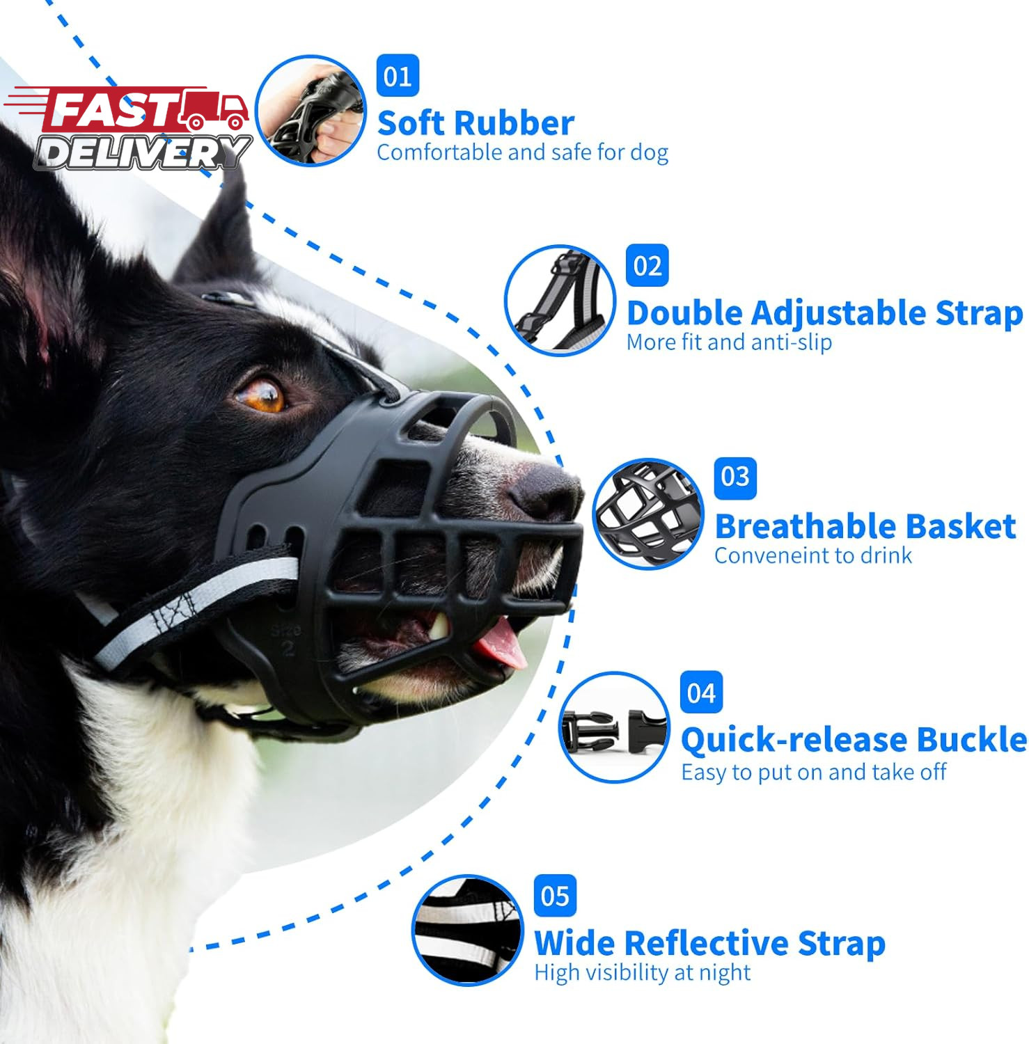 Dog Muzzle, Soft Basket Muzzle for Dogs, Dog Mouth Guard for Small Medium Large