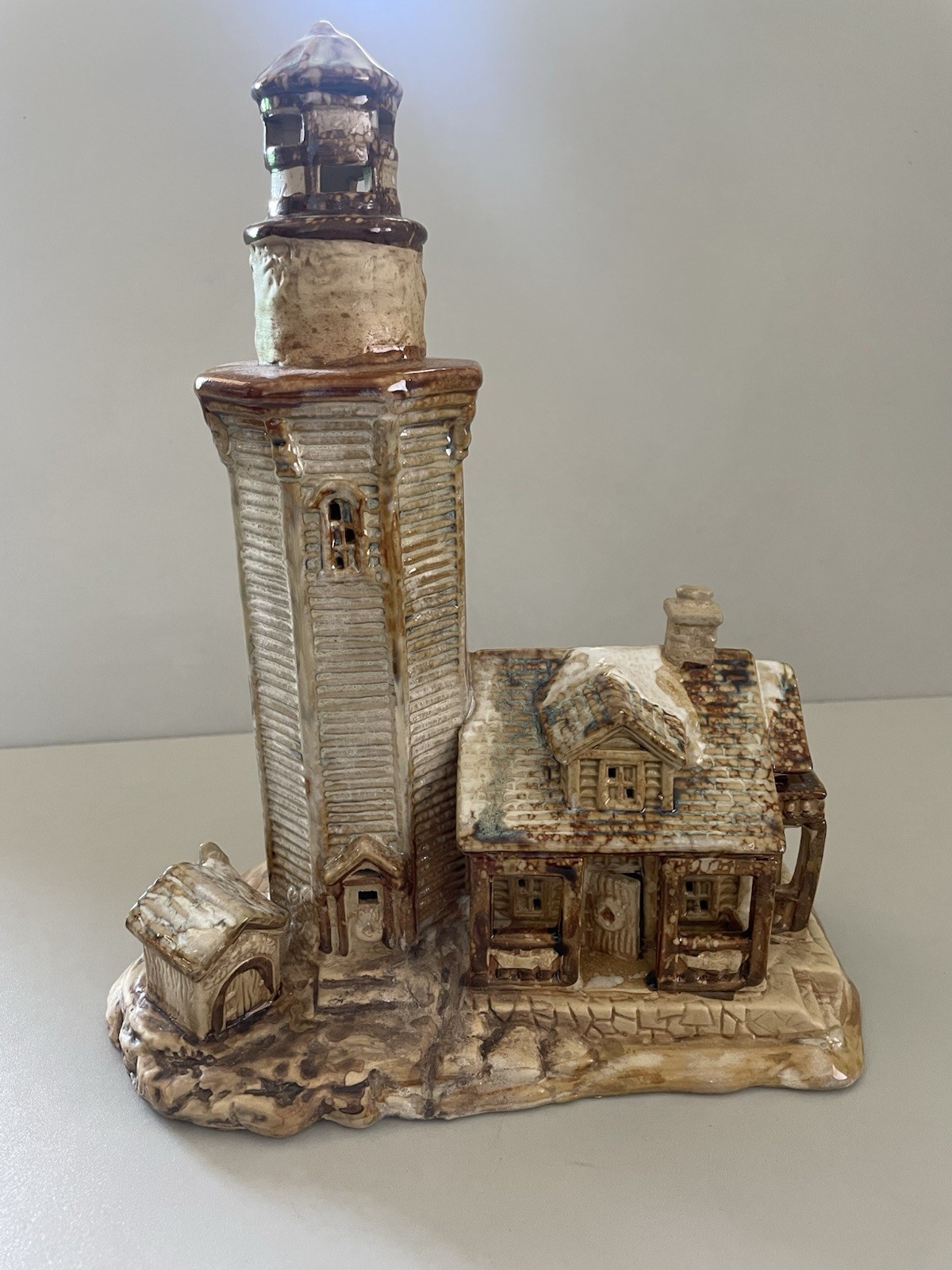Elegant Ceramic Lighthouse Table Desk Light  (10.5" H)*Missing Lamp Cord